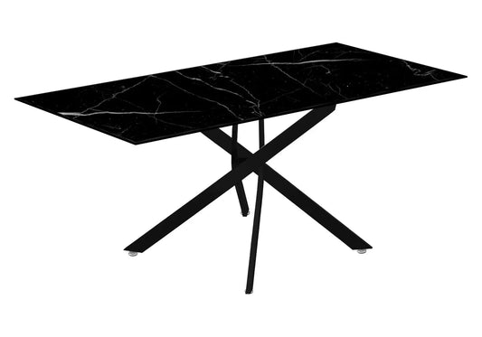 Table à manger noire design effet marbre noir | Koda