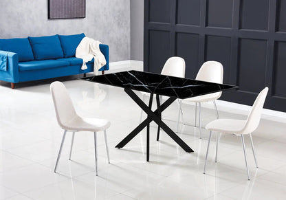 Table à manger noire design effet marbre noir | Koda