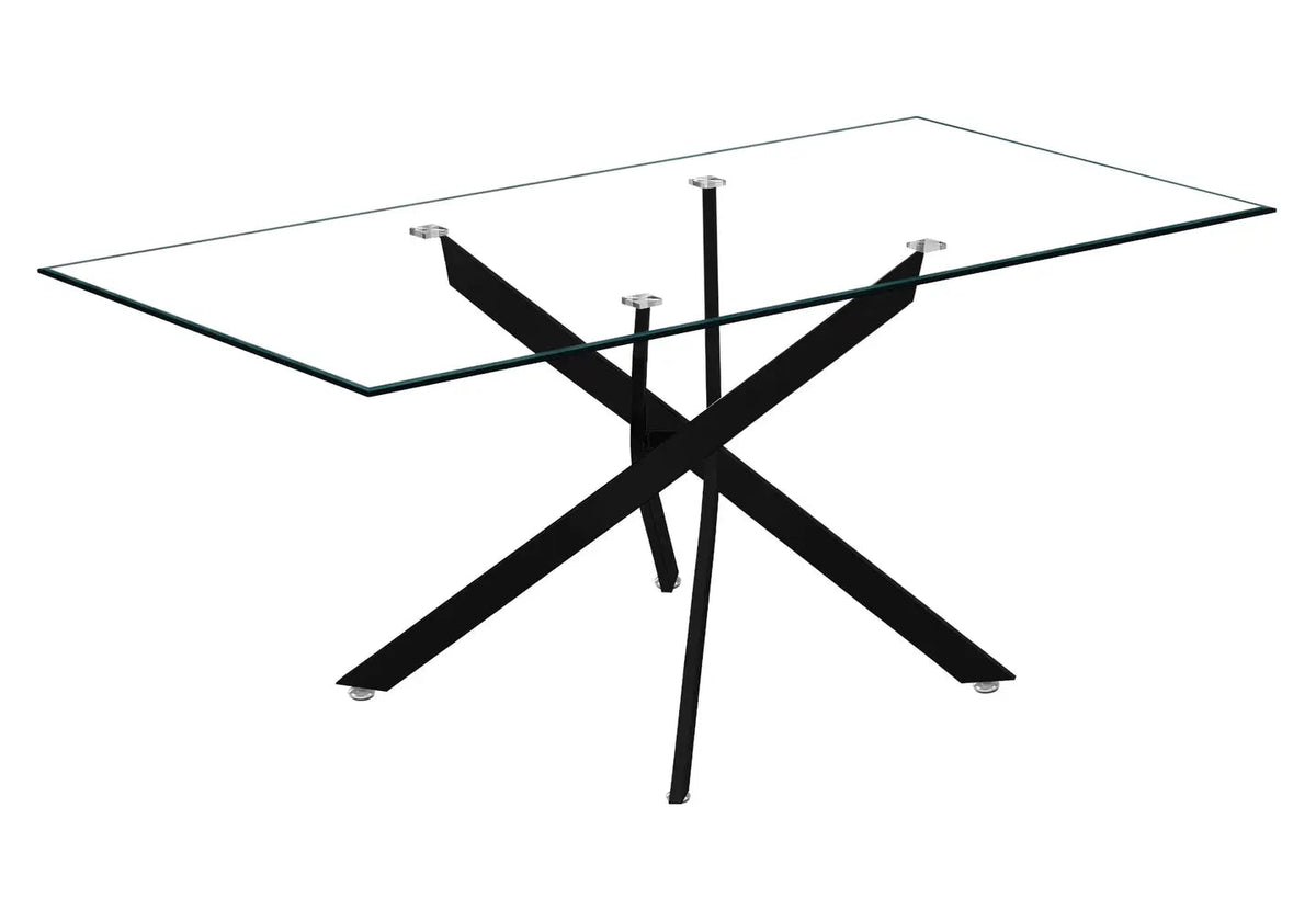 Table à manger noire moderne verre trempé | Koda