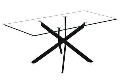 Table à manger noire moderne verre trempé | Koda