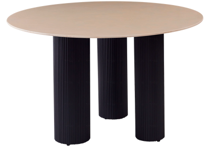 Table à manger en céramique beige et pied noir | Kivox