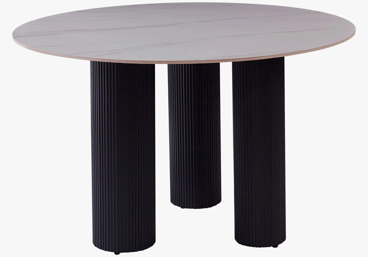 Table à manger en céramique effet marbre blanc | Kivox