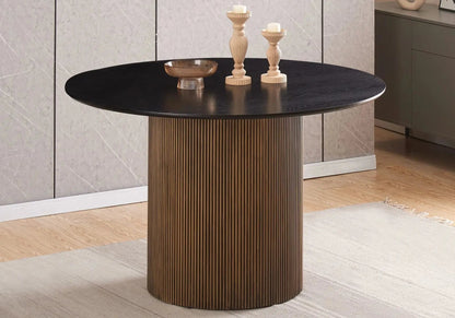 Table à manger ronde dorée et noire moderne | Klyro