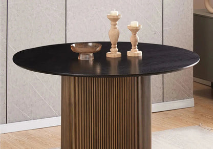Table à manger ronde dorée et noire moderne | Klyro