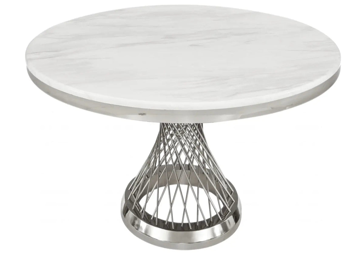 Table à manger ronde élégante marbre blanc | Cael