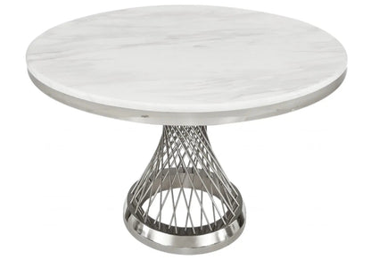 Table à manger ronde élégante marbre blanc | Cael