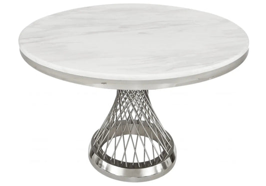 Table à manger ronde élégante marbre blanc | Cael