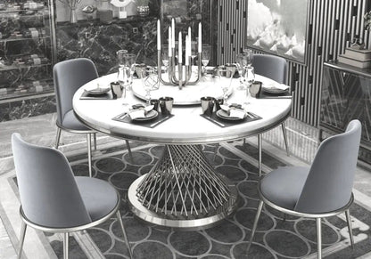 Table à manger ronde élégante marbre blanc | Cael