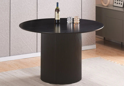Table à manger ronde noire élégante pour le séjour | Klyro
