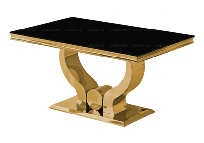Table à manger design verre noir et acier doré | Juno