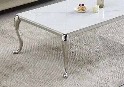 Table basse en céramique marbre blanc et argent | Zelix