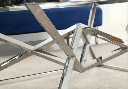 Table basse argentée verre effet marbre blanc | Kaelo