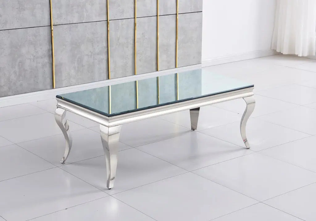 Table basse rectangulaire verre miroir argent | Halo