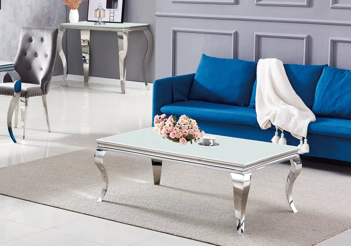 Table basse rectangulaire verre miroir argent | Halo