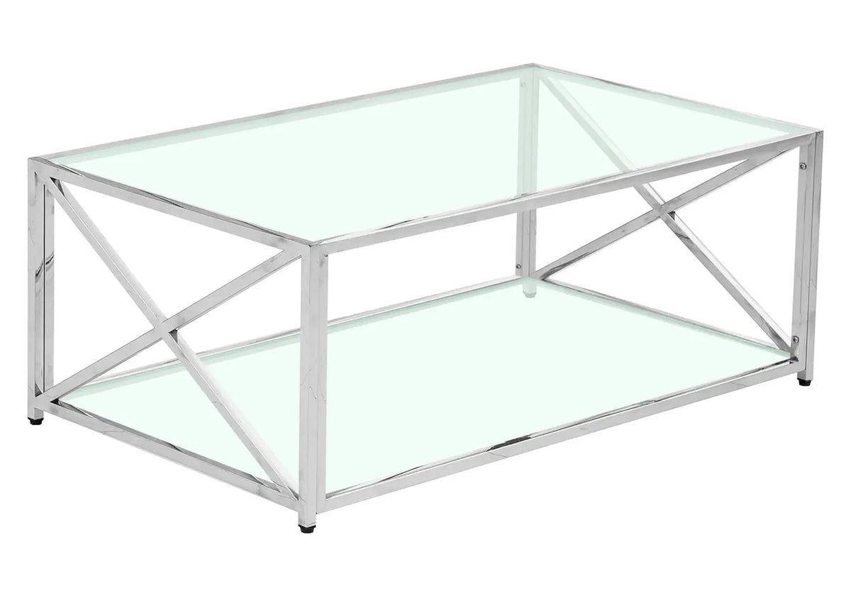 Table basse double plateau verre trempé argent | Nexa