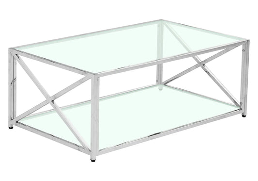 Table basse double plateau verre trempé argent | Nexa