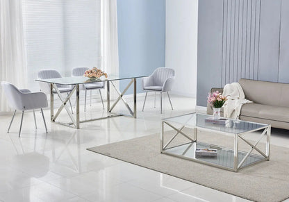 Table basse double plateau verre trempé argent | Nexa