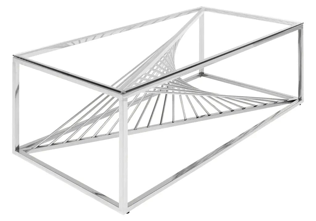 Table basse design argentée verre trempé | Cael