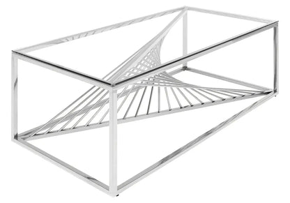 Table basse design argentée verre trempé | Cael