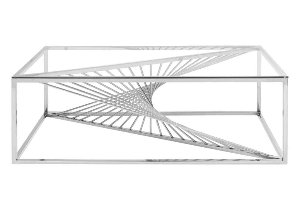 Table basse design argentée verre trempé | Cael