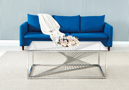 Table basse design argentée verre trempé | Cael