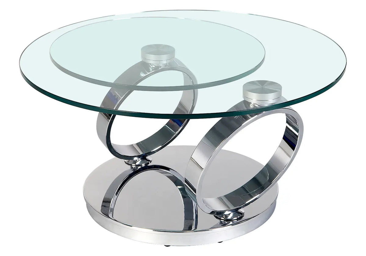 Table basse articulée chromée à plateaux pivotants | Kynix
