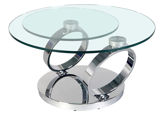 Table basse articulée chromée à plateaux pivotants | Kynix