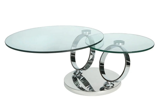 Table basse articulée chromée à plateaux pivotants | Kynix
