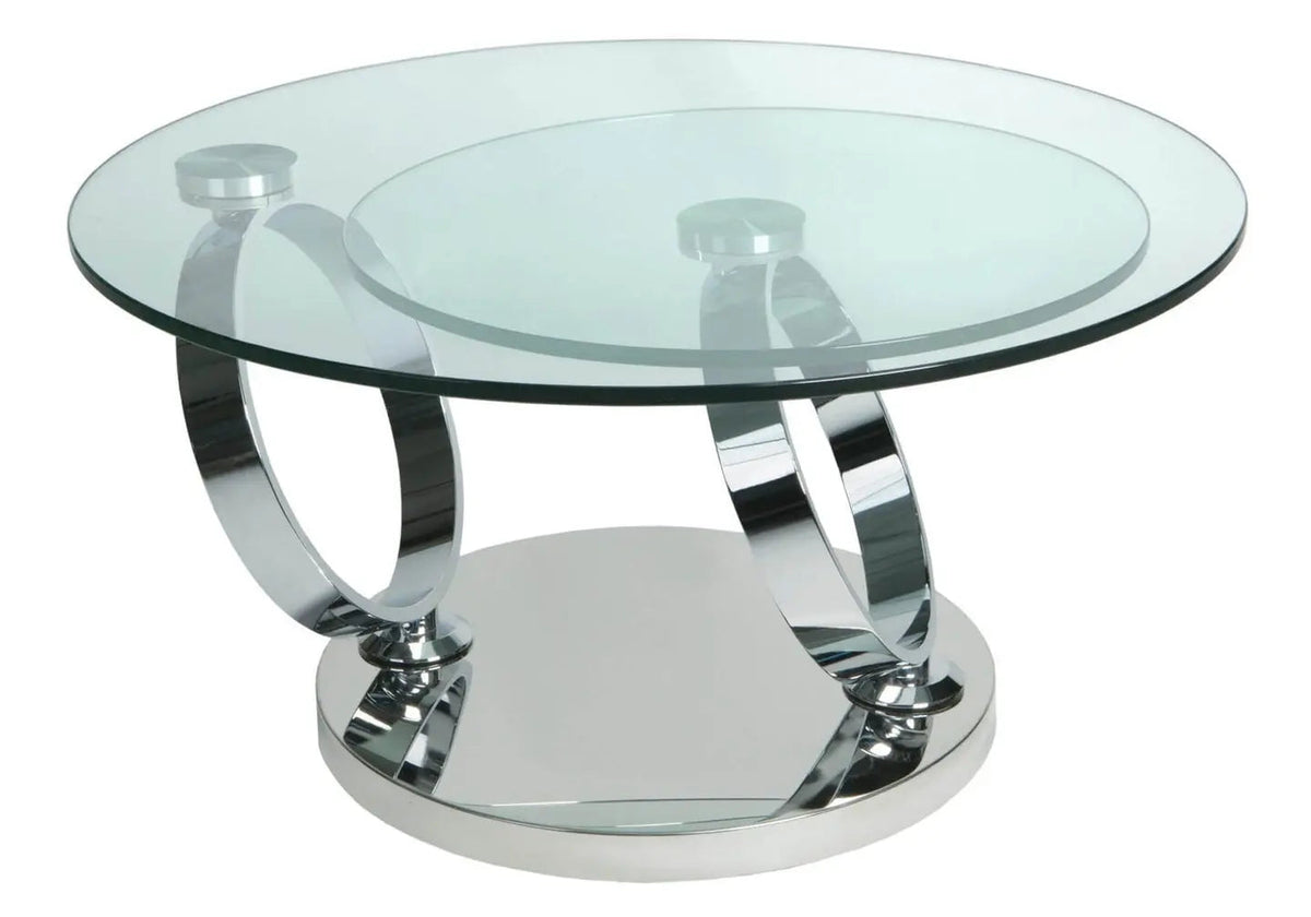 Table basse articulée chromée à plateaux pivotants | Kynix