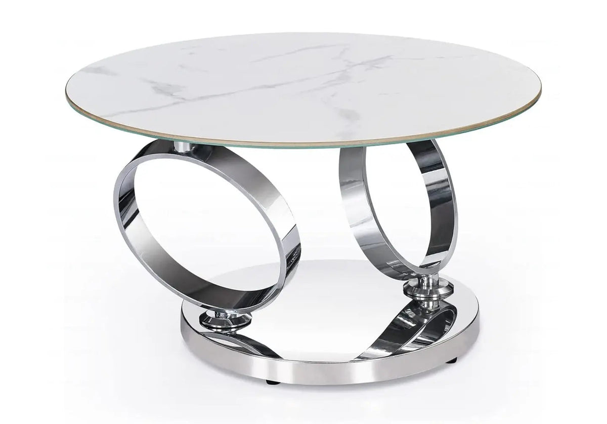 Table basse articulée verre marbre blanc | Kynix