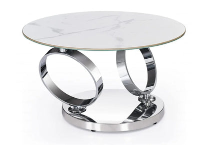 Table basse articulée verre marbre blanc | Kynix