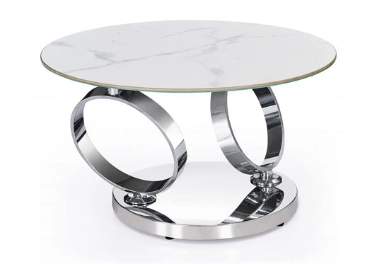 Table basse articulée verre marbre blanc | Kynix