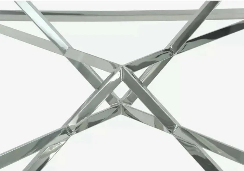 Table basse carrée argentée verre trempé | Kaelo