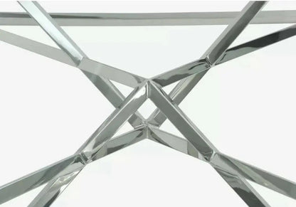 Table basse carrée argentée verre trempé | Kaelo