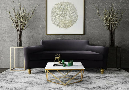 Table basse carrée dorée effet marbre blanc | Zenvia