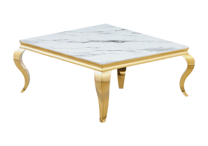 Table basse carrée finition marbre blanc et doré | Halo