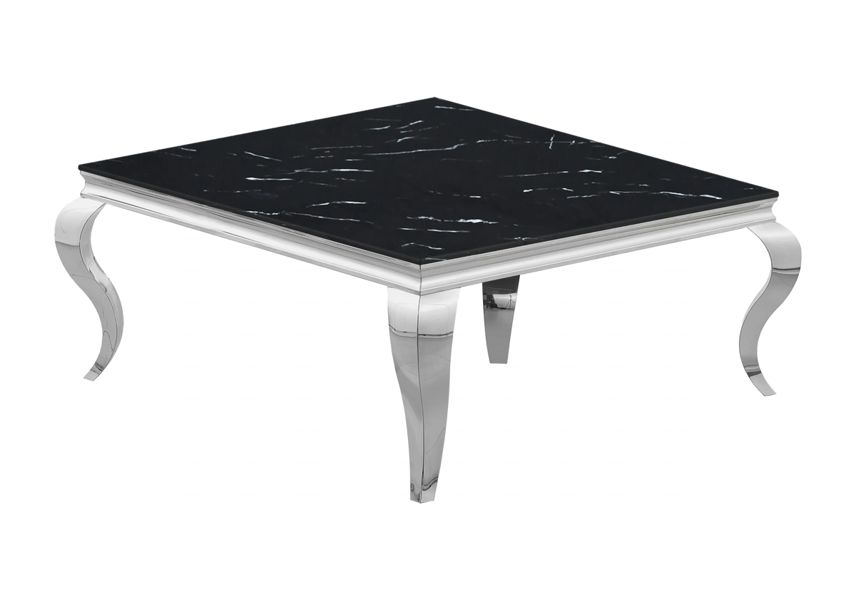 Table basse carrée finition marbre noir et argent | Halo