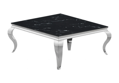 Table basse carrée finition marbre noir et argent | Halo