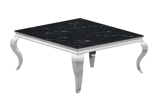 Table basse carrée finition marbre noir et argent | Halo