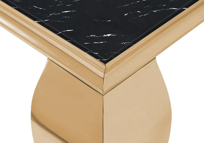 Table basse carrée effet marbre noir et doré | Halo