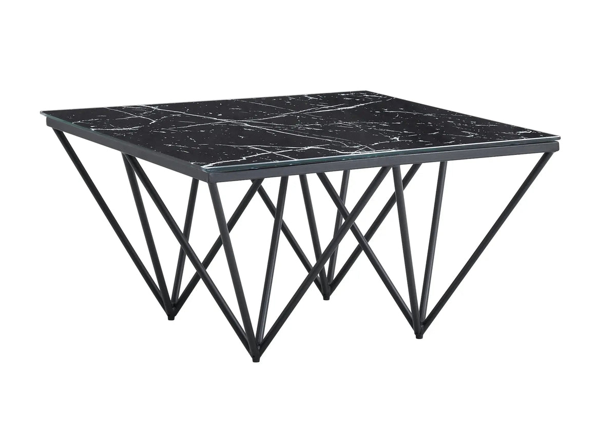 Table basse carrée de salon noire marbre noir | Koya