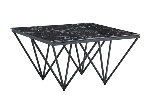 Table basse carrée de salon noire marbre noir | Koya