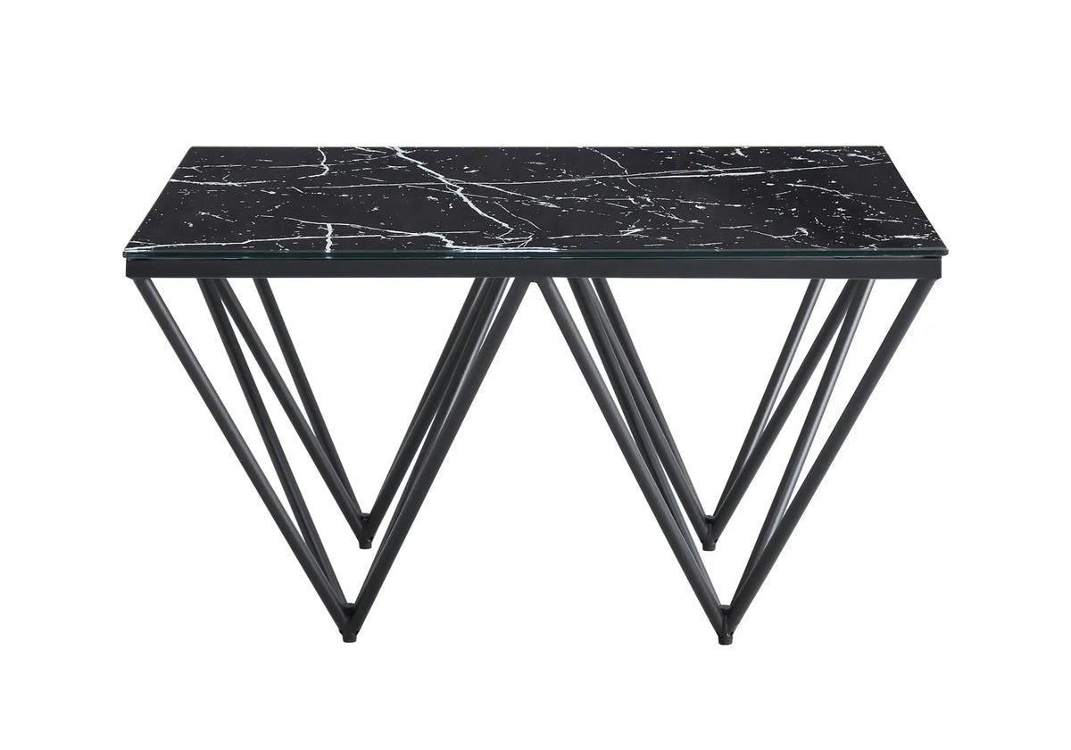Table basse carrée de salon noire marbre noir | Koya