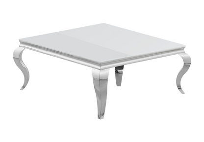 Table basse carrée verre blanc et acier argenté | Halo