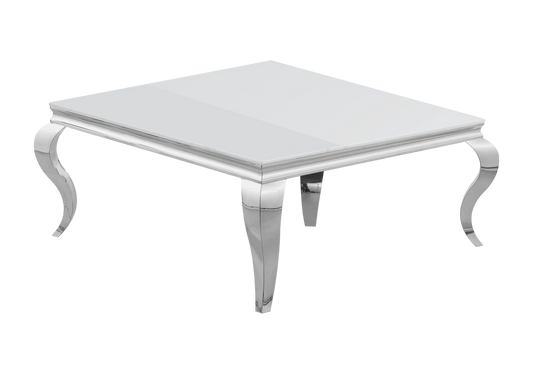 Table basse carrée verre blanc et acier argenté | Halo