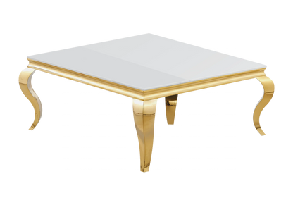 Table basse carrée verre blanc et acier doré | Halo