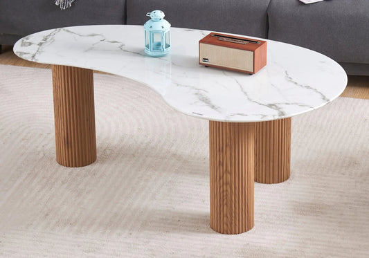 Table basse design en chêne et marbre blanc | Klyro