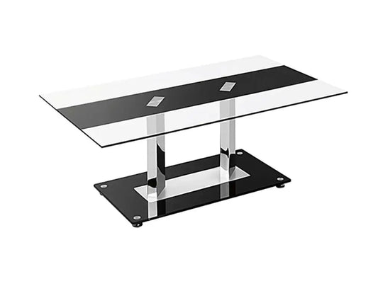 Table basse design verre trempé et métal chromé | Arkis