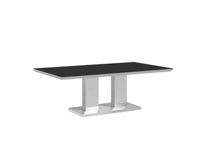 Table basse verre trempé noir et métal chromé | Lenz