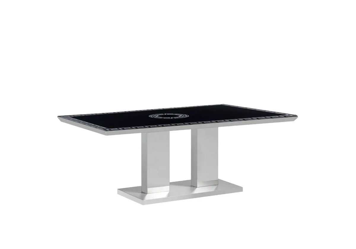 Table basse moderne chromée et verre versace | Lenz